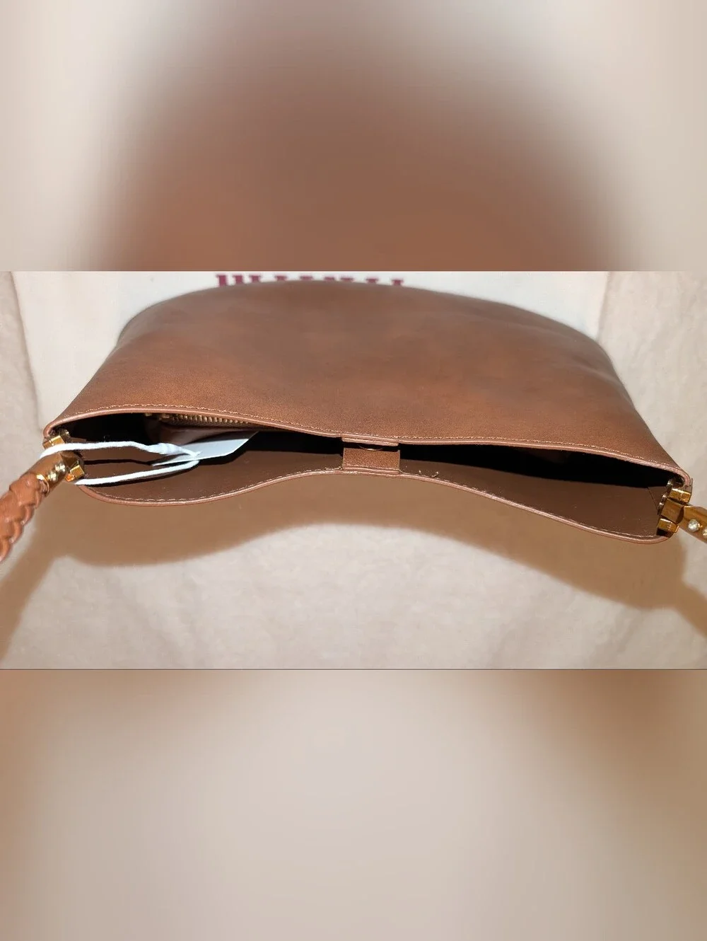 Shoulder Bag With Braided Strap And Bonus Pouch Caramel Brown NWOT
